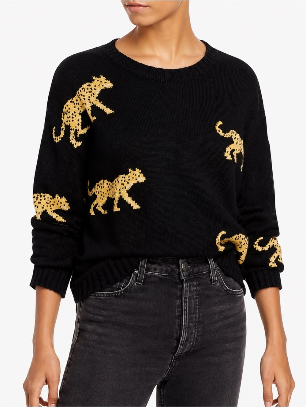 Rails Perci Sweater in Black Jungle Cat Print | Size Small